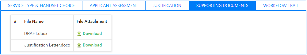 Supporting Document Tab